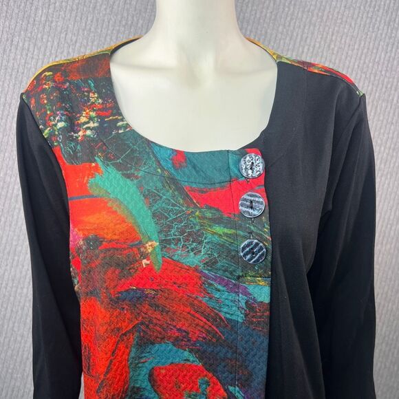 Ali Miles Abstract Top Art To Wear Colorful Basic Womens Size XL Pocket Travel S - Picture 2 of 8